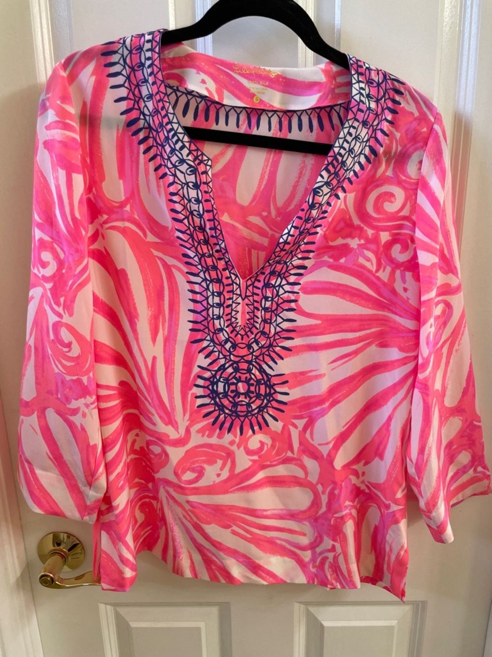 Lilly Pulitzer Pink White Silk Tunic